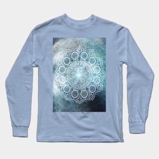 Blue flower mandala Long Sleeve T-Shirt